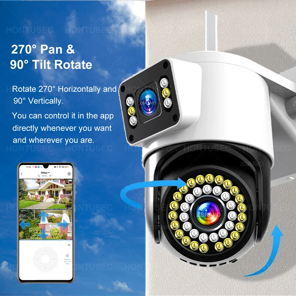 Yoosee 4K 8MP WiFi PTZ Camera Dual Screens AI Human Detection Outdoor Waterproof Color Night Vision Remote Smart Home Security