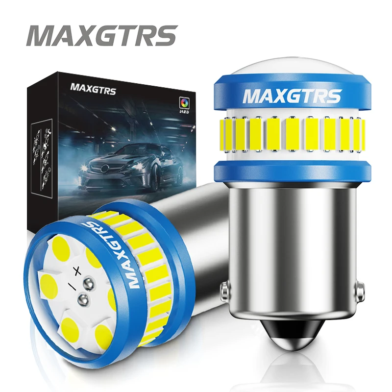 2x BA15S P21W LED Bulbs S25 1156 7440 W21W T20 4014 3030 Chip Projector Lens for Reverse Brake Tail Turn Signal Lights Canbus