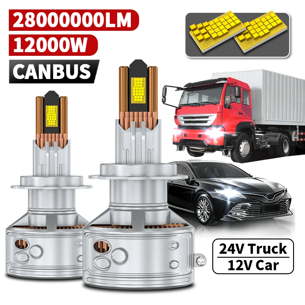 28000000W H7 LED Headlight H1 H11 H8 9005 HB3 9006 HB4 H4 Canbus 54 PCS CHIPS 30 Copper Tube Car Lamp Turbo Fog Lamp 6000K