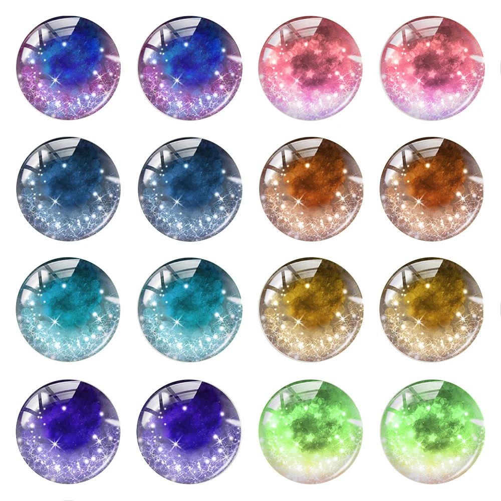 Round Satrry Sky Pupils Iris Ragdoll Toy Eyeball Eyes Doll Photo Glass Cabochon Flatback Demo Cameo For Diy Jewelry Making