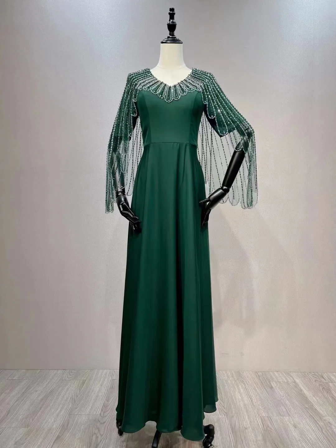 Light luxury high-end temperament dinner party nail bead wedding mother dress evening gown