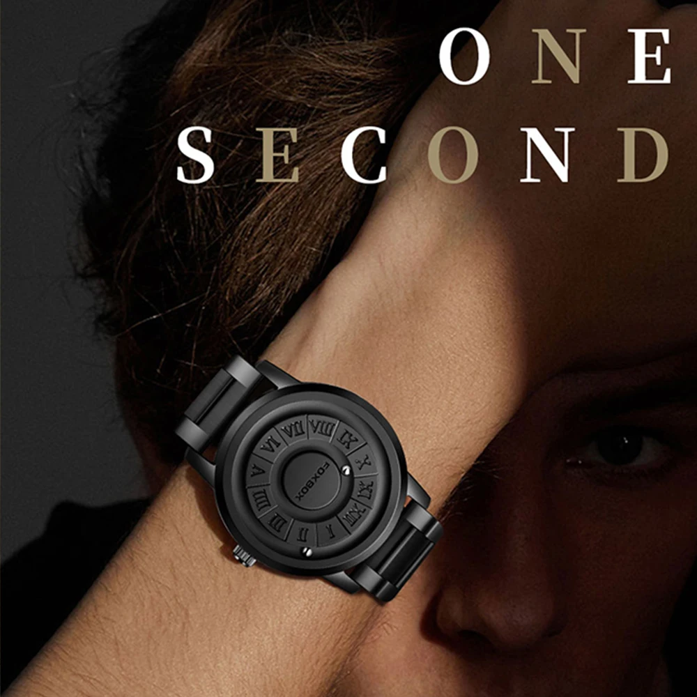 LIGE trend personality high-tech neutral watch Creative roller pointer magnetic men fashion Luxury Minimalist waterproof watch