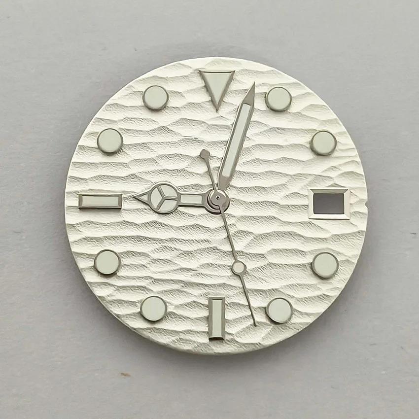 Green Luminous Watch Dial for NH35 NH36 4R 7S Movement Single Calendar 28.5mm Watch Face Silver Hands Set Wristwatch Accessories