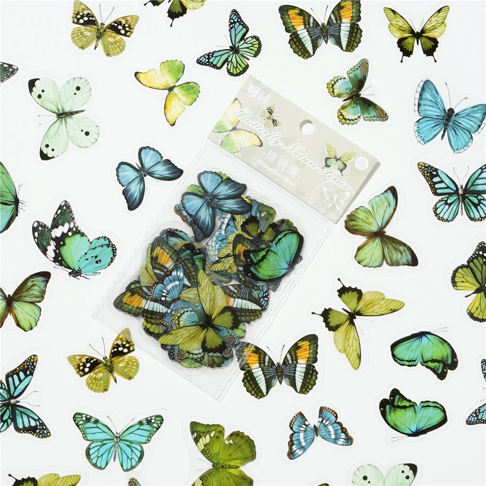 40pcs Colorful Butterfly Wings Stickers Epoxy Resin Fillings Plant Sticker for DIY Silicone Mold Filler Nail Art Crafts Decor