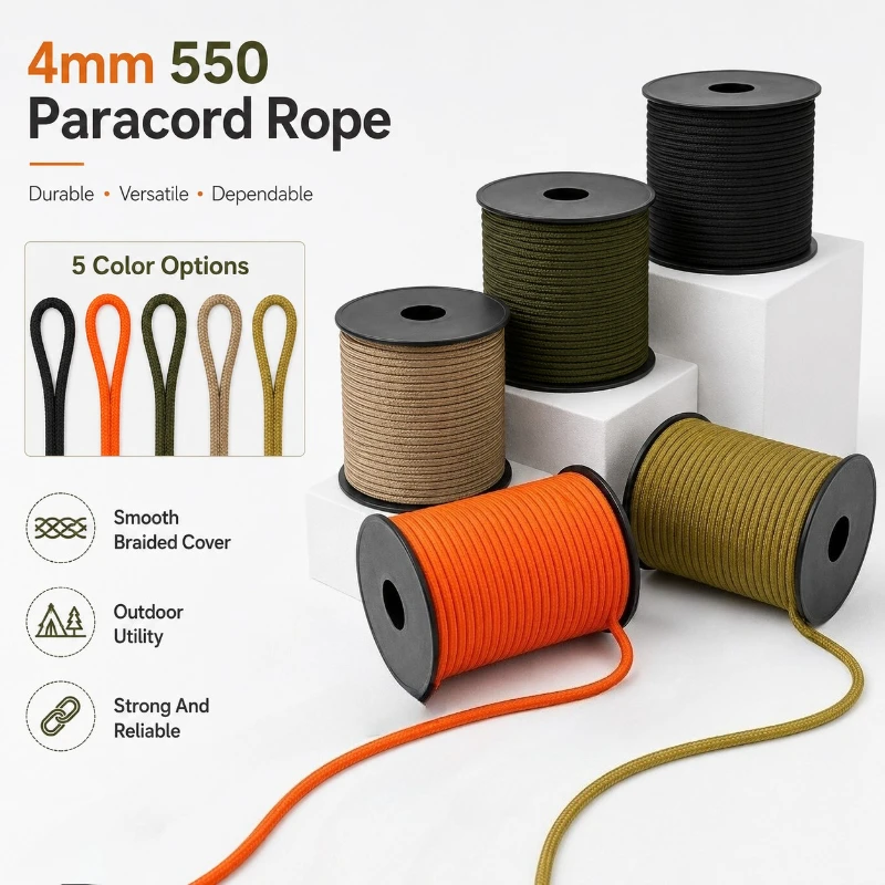 10-50Meters Meetee 4mm 550 Parachute Rope Bags Woven Cord Climbing Camping Lanyard Ropes Paracord Outdoor Tent Tie Downs Kits