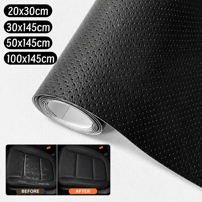 Faux Leather Repair Patch Self-Adhesive Perforated Breathable Leather Tape for Sofa Car Seat Furniture Interior Scratch Repair