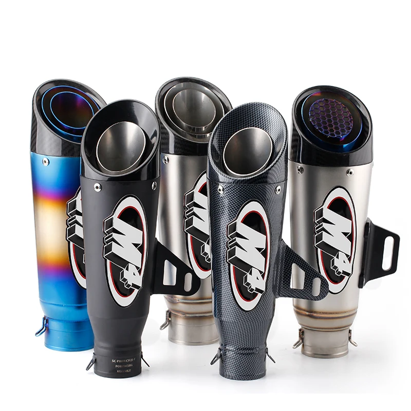 Motorcycle refitted sports car M4 inclined vent pipe Ninja horizon 51mm 60mm universal Street muffler M4 exhaust pipe