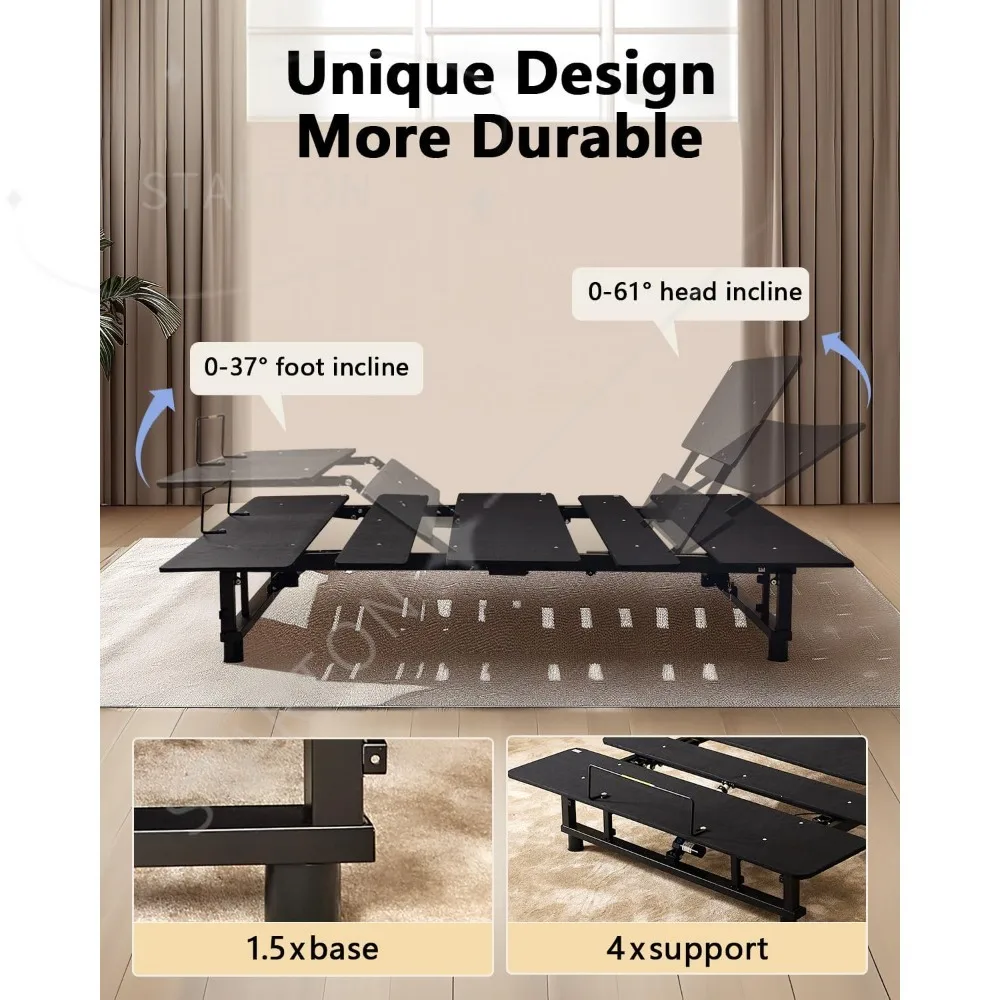 King Size Adjustable Bed Base Frame, Head & Foot Incline, Zero Gravity, Wireless Remote, Universal Compatibility