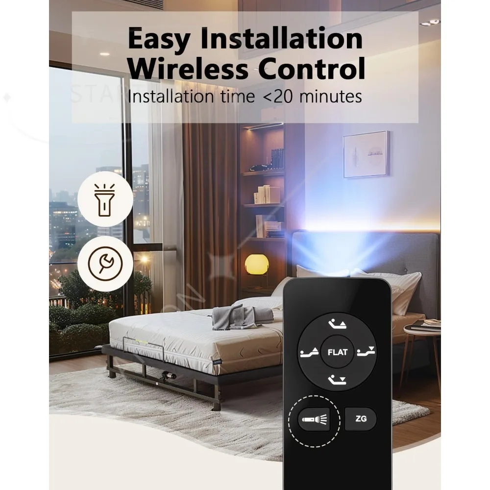 King Size Adjustable Bed Base Frame, Head & Foot Incline, Zero Gravity, Wireless Remote, Universal Compatibility