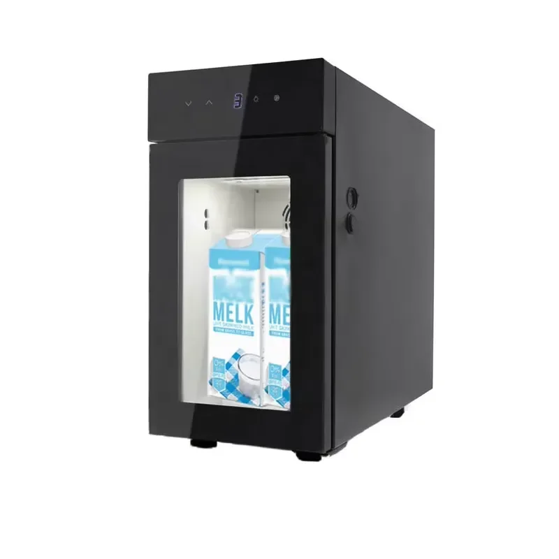 Mini Portable Glass Door Milk Cooler Refrigerator with Touch LED Control for Coffee Maker Keep Fresh Compact Design Touch LED