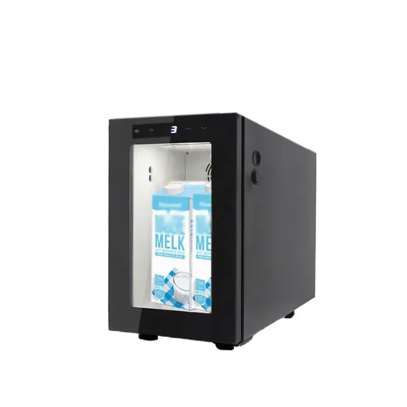 Mini Portable Glass Door Milk Cooler Refrigerator with Touch LED Control for Coffee Maker Keep Fresh Compact Design Touch LED