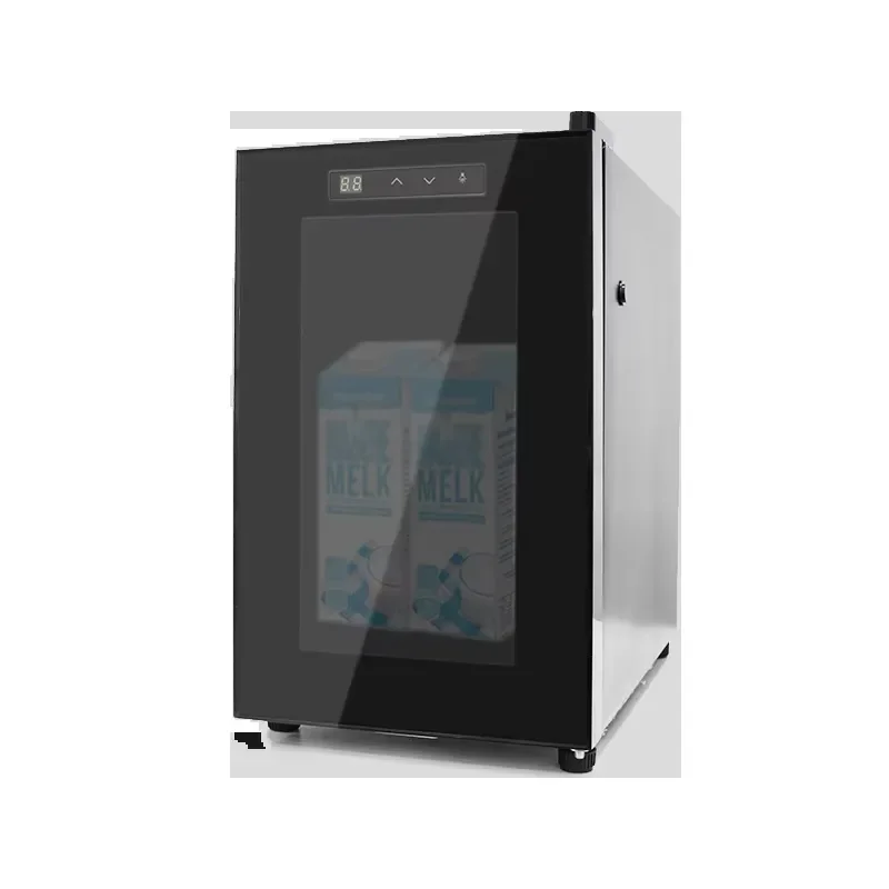 Mini Portable Glass Door Milk Cooler Refrigerator with Touch LED Control for Coffee Maker Keep Fresh Compact Design Touch LED