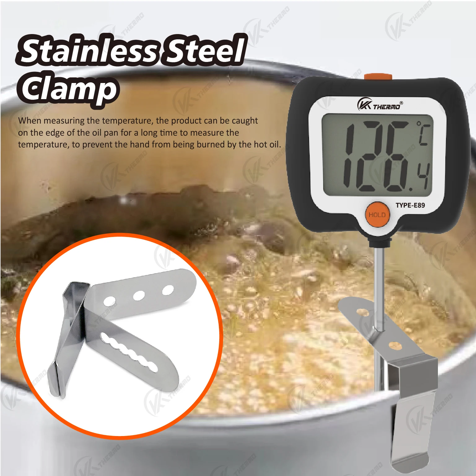 Digital Candy Thermometer with Stainless Steel Probe & Clamp for Sugar Cooking, Syrup Making, Deep Frying – Accurate ±1°F