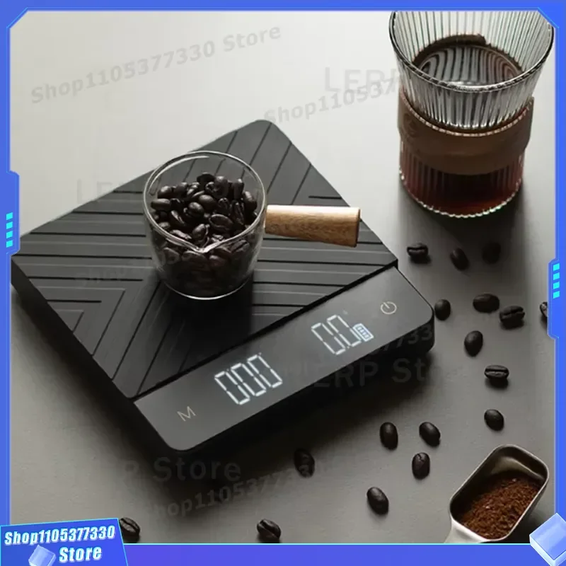Digital Coffee Scale 0.1g Precision with Timer Black Kitchen Weighing Tool 3kg 5kg Capacity Smart Brewing Accessories for