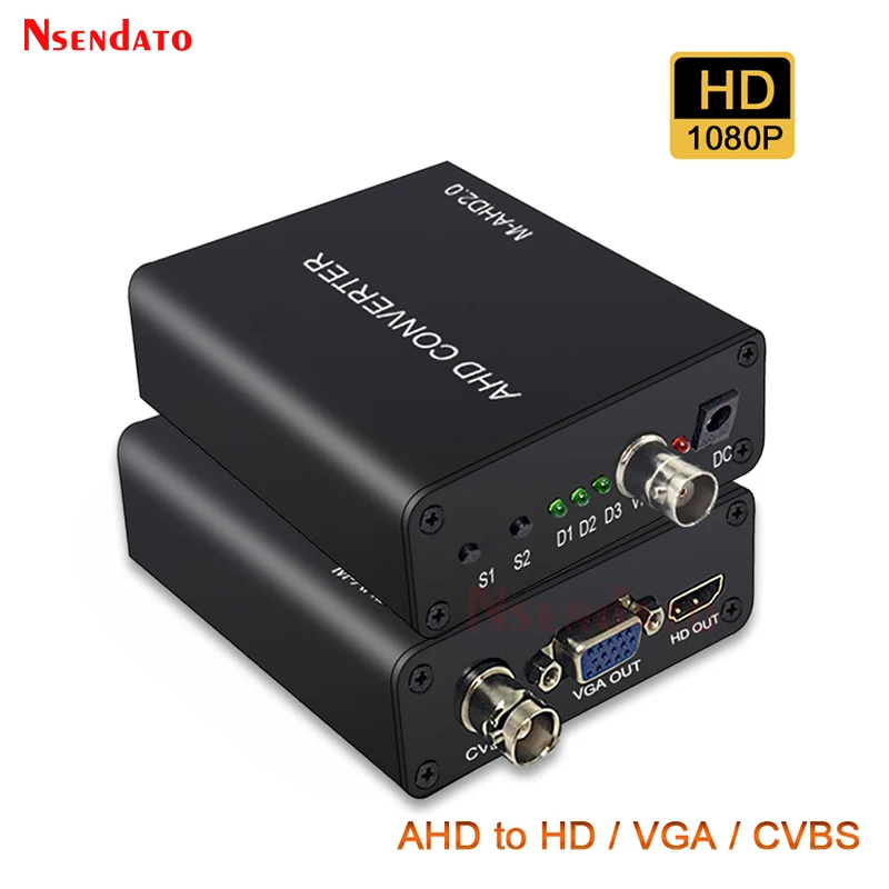 720/1080P 5MP 2MP Full HD AHD Signal to HD/VGA/CVBS Signal Converter Adapter For CCTV Camera Video Convert for HDCP NTSC PAL