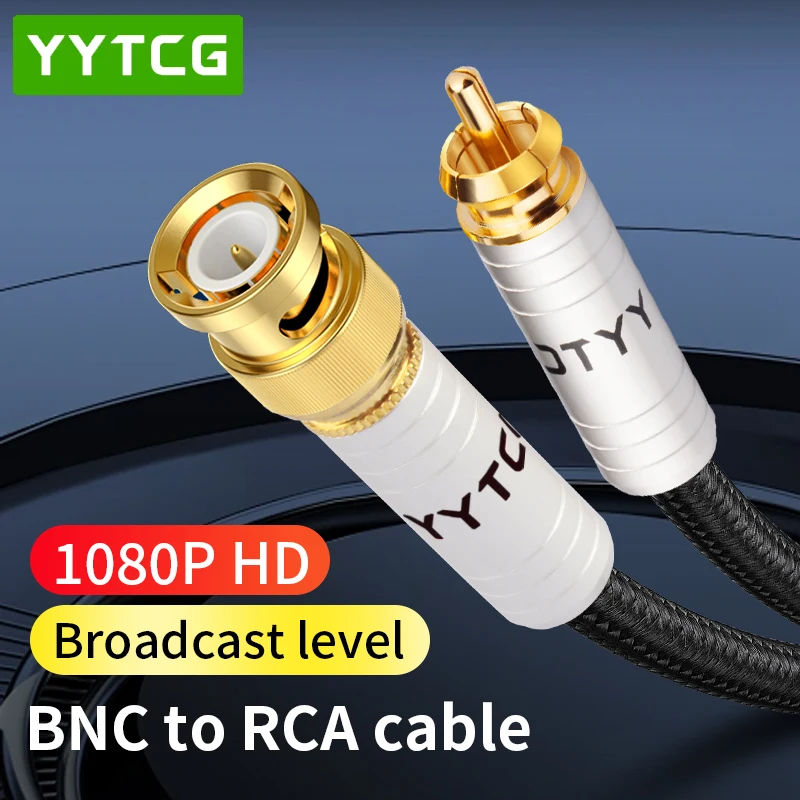 Coaxial BNC Extension Cable 6N OCC Silver Plated BNC Male to RCA Male 75 Ohm Video Cable for CCTV Camera Accessories