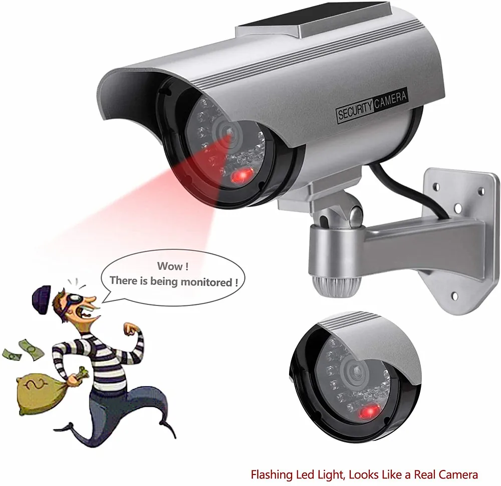 Dummy fake cctv camera solar powered  w/ infared IR led light outdoor video surveillance simulated home security camera