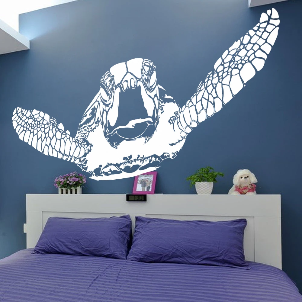 Huge Sea Turtle Ocean Animal Wall Sticker Bedroom Bathroom Turtle Sea Fish Wall Decal Kids Room Vinyl Home Decor