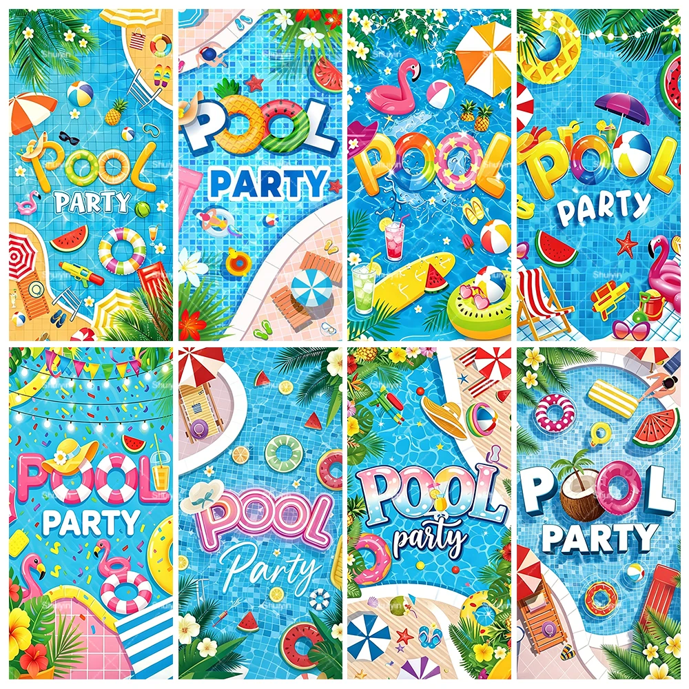 1pc Summer Pool Party Door Cover Banner Hawaiian Pool Flamingo Lifebuoy Party Supplies Birthday Decoration Backdrop For Outdoors