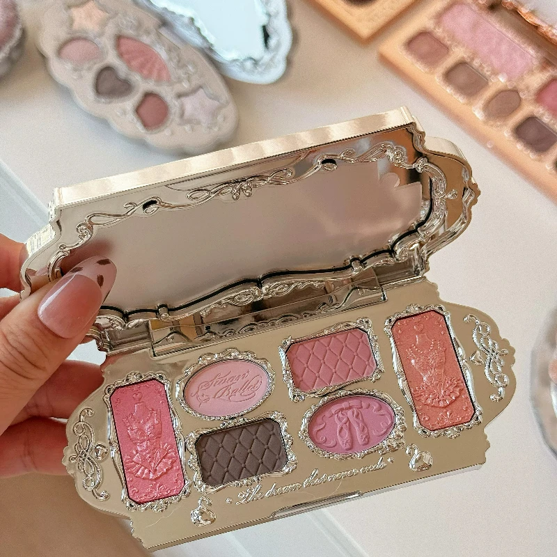 Flower Knows Matte Shimmer Chameleon Eyeshadow with Brush Glitter Relief Palette Easy To Wear Long-lasting Makeup