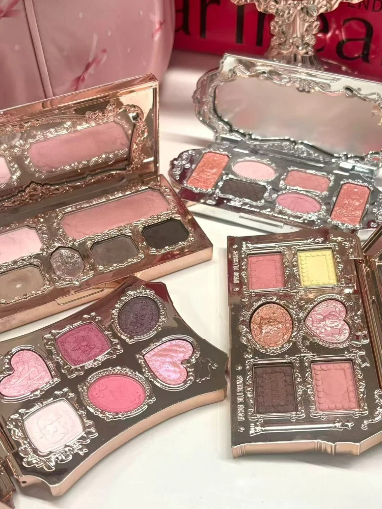 Flower Knows Matte Shimmer Chameleon Eyeshadow with Brush Glitter Relief Palette Easy To Wear Long-lasting Makeup