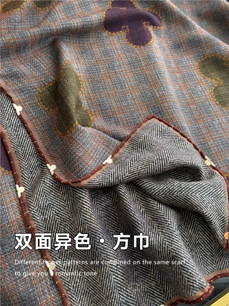 A large silk and wool shawl for the air-conditioned room double-sided scarf outerwear