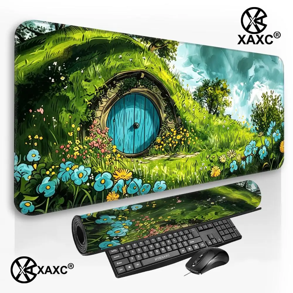 Hobbit Hole Desk Mat HYBXXC Mouse Pad The Shire Mouse Pad Fantasy Desk Mat Desk Mat Aesthetic, Larger Gaming Mouse Pad