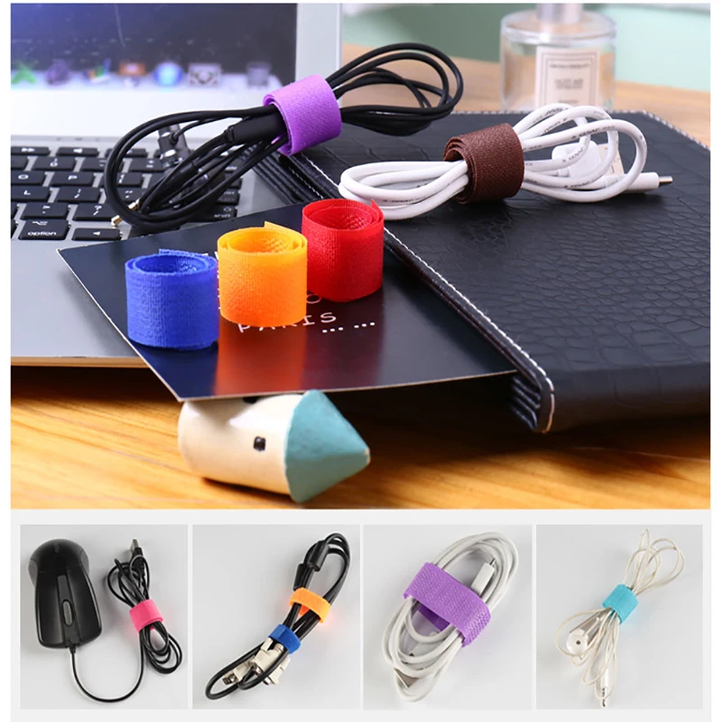 50Pcs Nylon Cable Tie Reusable Cable Ties Adjustable Winding Hooks Self-adhesive Cable Belt Wire Marker Straps Wire Organizer