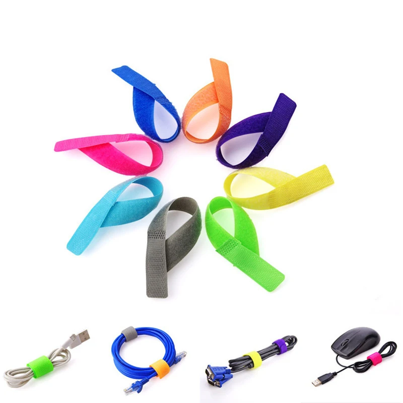 50Pcs Nylon Cable Tie Reusable Cable Ties Adjustable Winding Hooks Self-adhesive Cable Belt Wire Marker Straps Wire Organizer