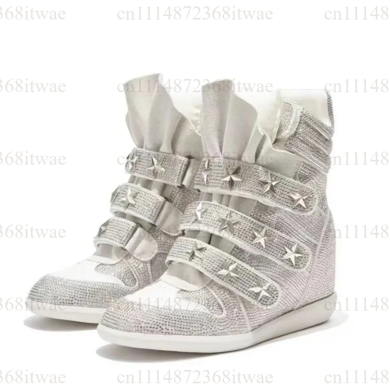 Women's Fashion High-Top Boots Sparkly Design Thick Soles Sneakers and Casual Shoes Punk Style Casual Walking Footwear