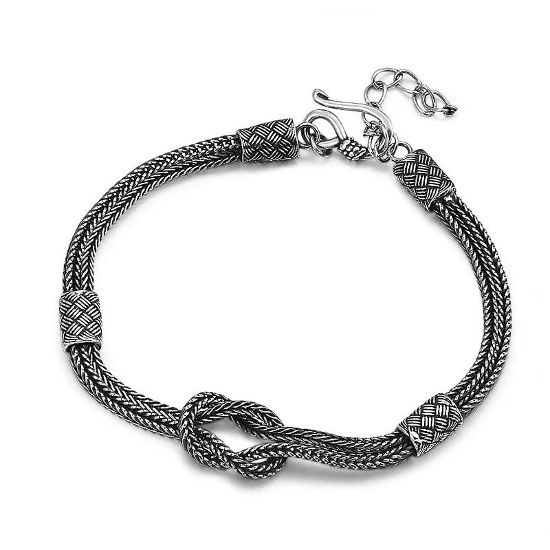 s925 sterling silver creative design retro carrying strap Thai silver simple elegant stitching fox tail bracelet