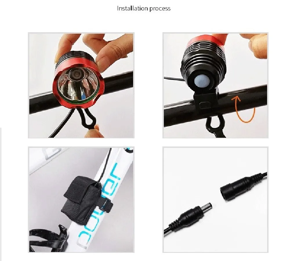 USB/DC T6 LED Yellow Lighting Bike Lamp Head - MTB Headlight for Cycling Night Ride Multi-Color Shells Bicycle Front Spotlight