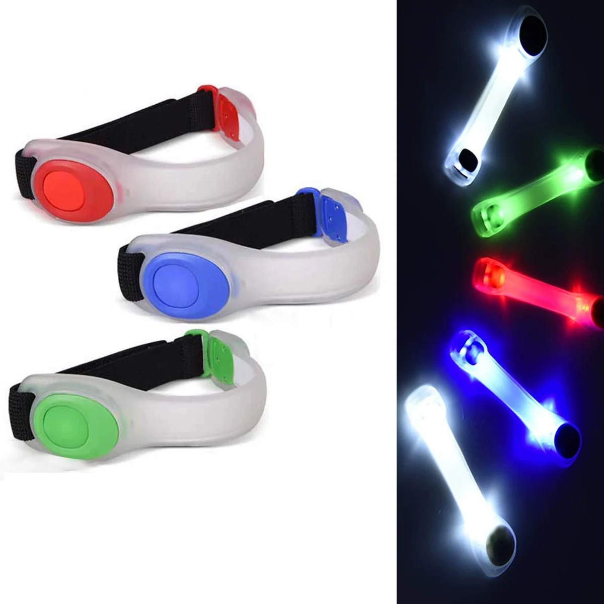 Led Running Armband Luminous Glow Light Belt Sports Night Wristbands Adjustable Cycling Flashing Safety Wearable Battery-powered