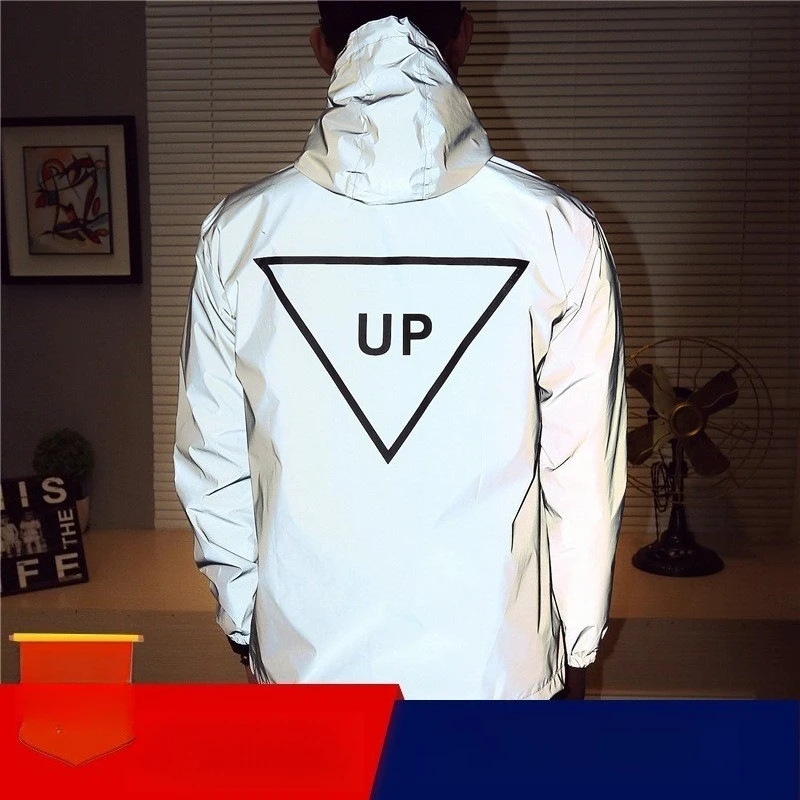 LED Light Up Windbreaker Couples Cycling Reflective Jacket Matching Night Running Sports Wear His Hers Outdoor Safety Raincoat