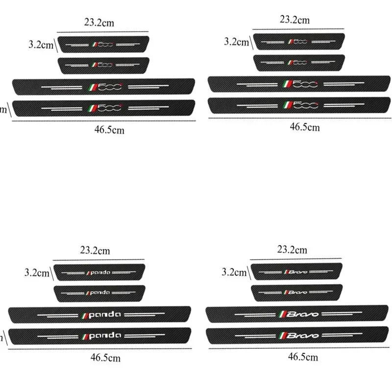 Self‑Adhesive Carbon Fiber Door Sill Sticker Protector For 500L Punto Panda Stilo 500X Bravo Tipo Anti‑Scratch Car Interior Acce