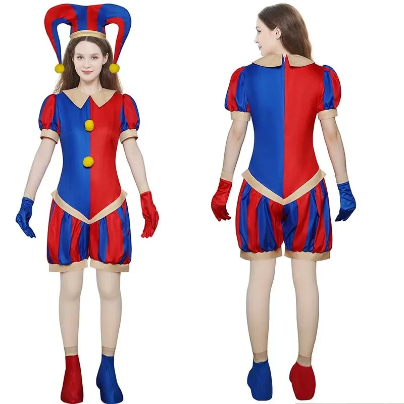 Girl Clown Pomni Cosplay Costume Kids Digital Circus Dress Up Clothes Children 3D Print Outfits Halloween Theme Party Dress