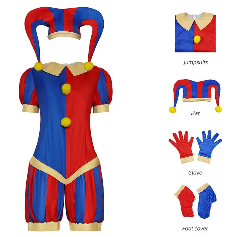 Girl Clown Pomni Cosplay Costume Kids Digital Circus Dress Up Clothes Children 3D Print Outfits Halloween Theme Party Dress
