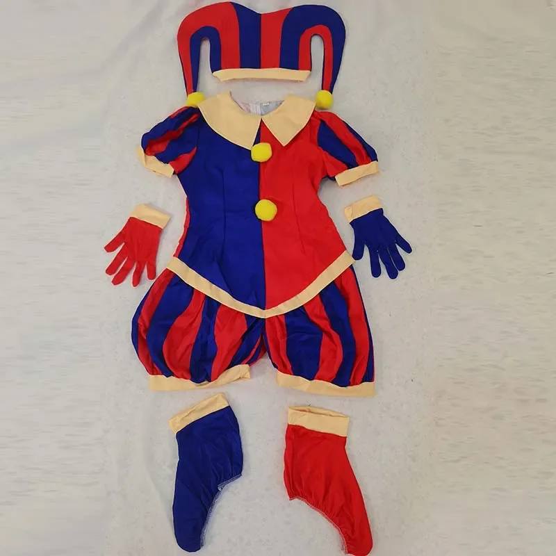 Girl Clown Pomni Cosplay Costume Kids Digital Circus Dress Up Clothes Children 3D Print Outfits Halloween Theme Party Dress
