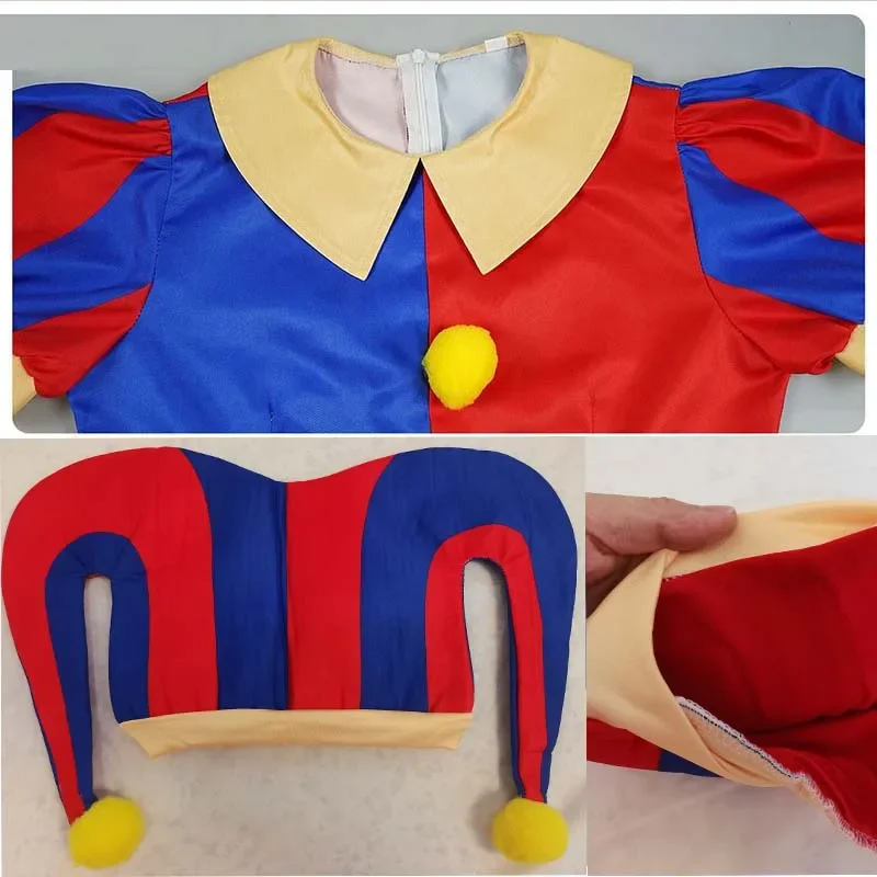 Girl Clown Pomni Cosplay Costume Kids Digital Circus Dress Up Clothes Children 3D Print Outfits Halloween Theme Party Dress