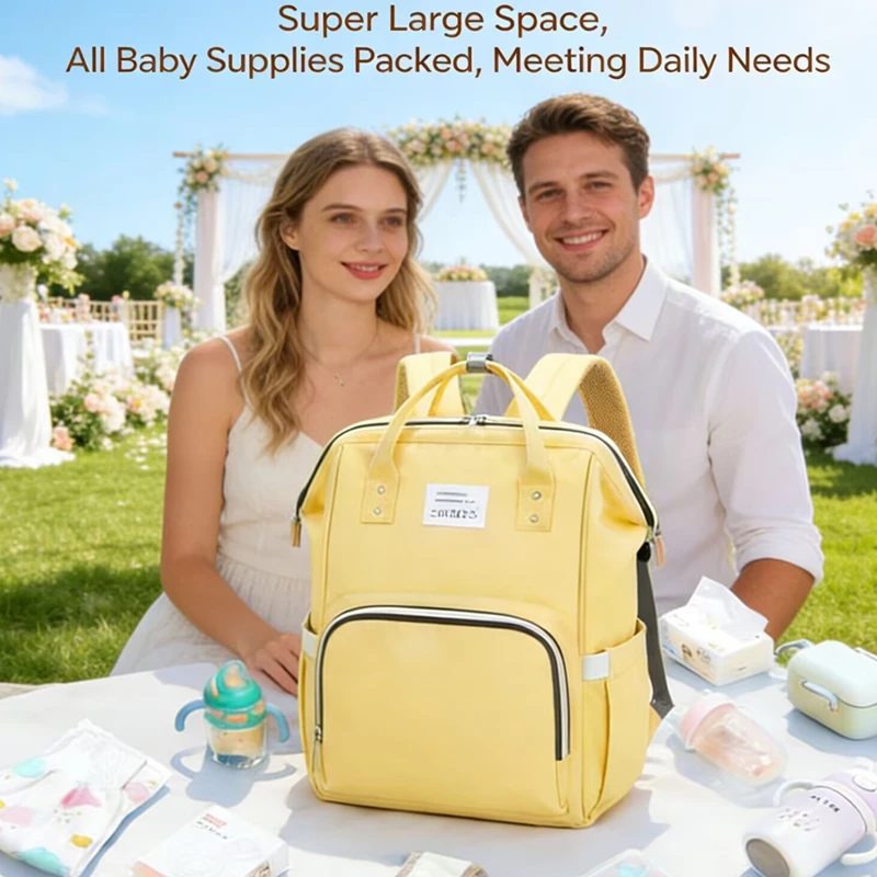 Portable Baby Stroller Hanging Bag Mother Large Capacity Nappy Backpacks with Changing Mat Convenient Baby Nursing Bags Storage