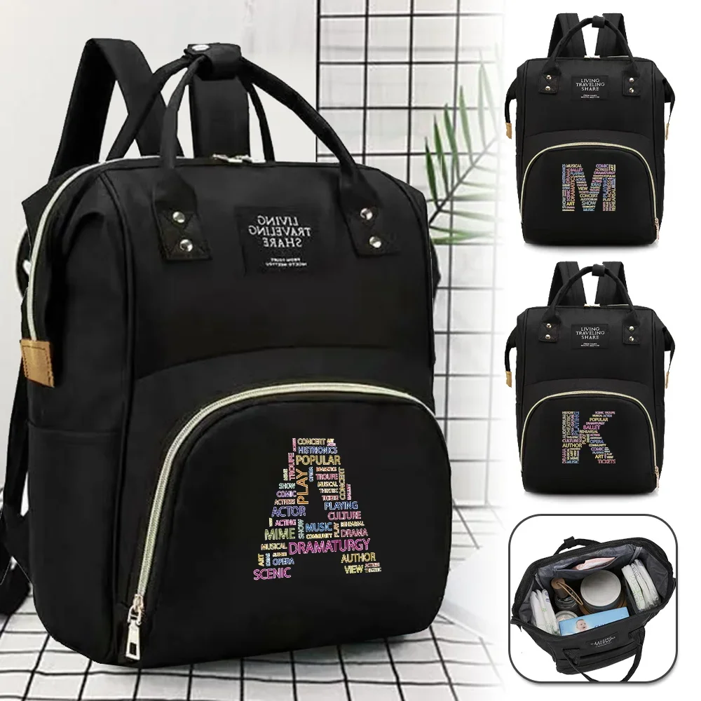 Mommy Backpack Convenient Baby Bottle Nursing Bags Diaper Bag Travel Essentials Storage Nappy Organizer Print Text Series