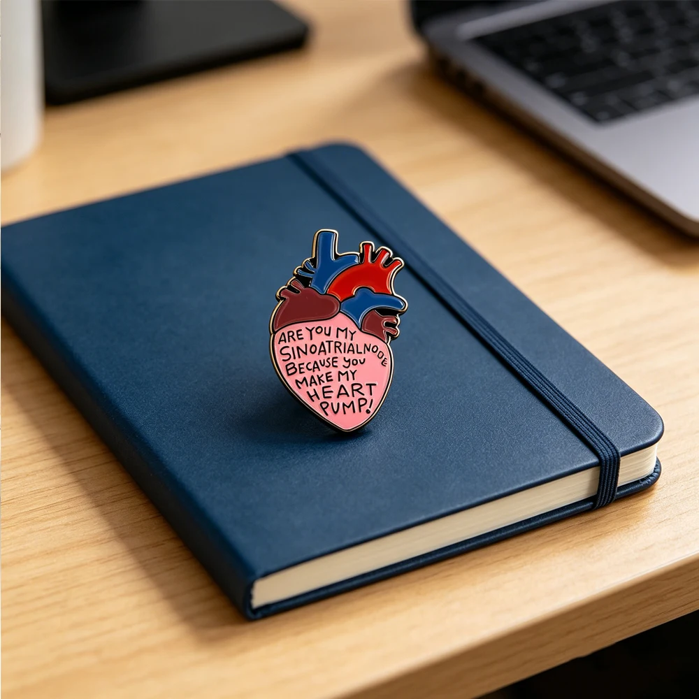 Catuni Heart-Shaped Cardiology Enamel Pin Creative Medical Brain Pin Backpack Tie Clip Badge Jewelry Gift For Doctors And Nurses