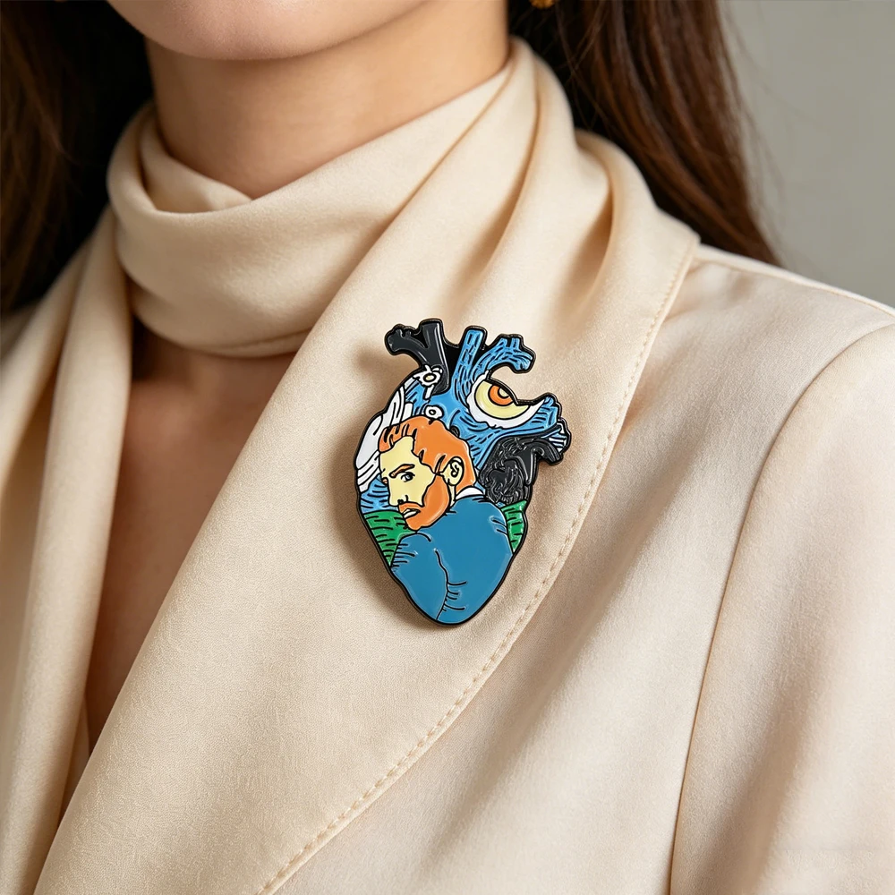 Catuni Heart-Shaped Cardiology Enamel Pin Creative Medical Brain Pin Backpack Tie Clip Badge Jewelry Gift For Doctors And Nurses
