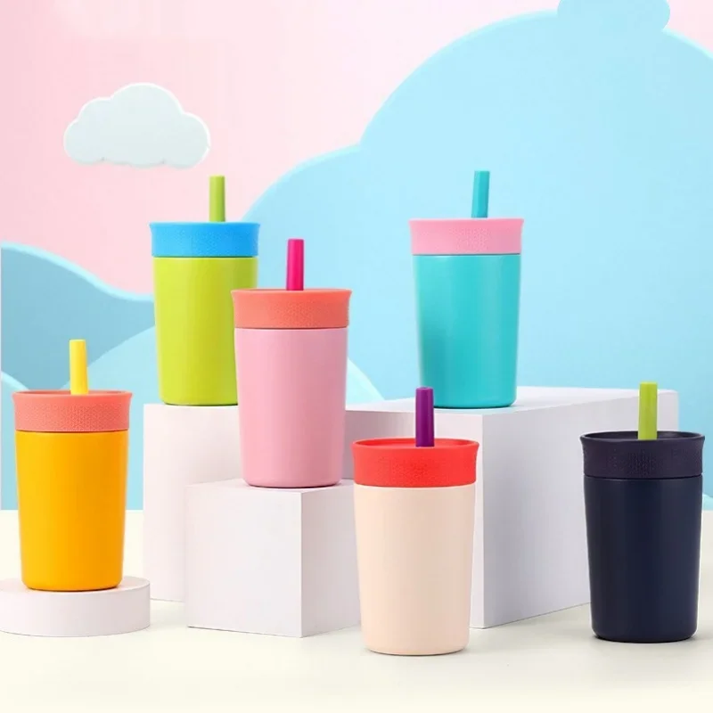 12oz Portable ThermosCup Coffee Mug Stainless Steel Vacuum Flask Cold&Hot SportCup Car Cups with Straw Travel Mug Insulated Cup