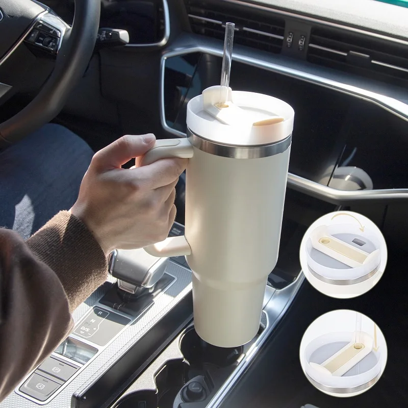 40oz Insulated Tumbler Acuum Cup 2.0 Thermal Mug for with Handle Straw Stainless Steel Hot and Cold Coffee Drinks