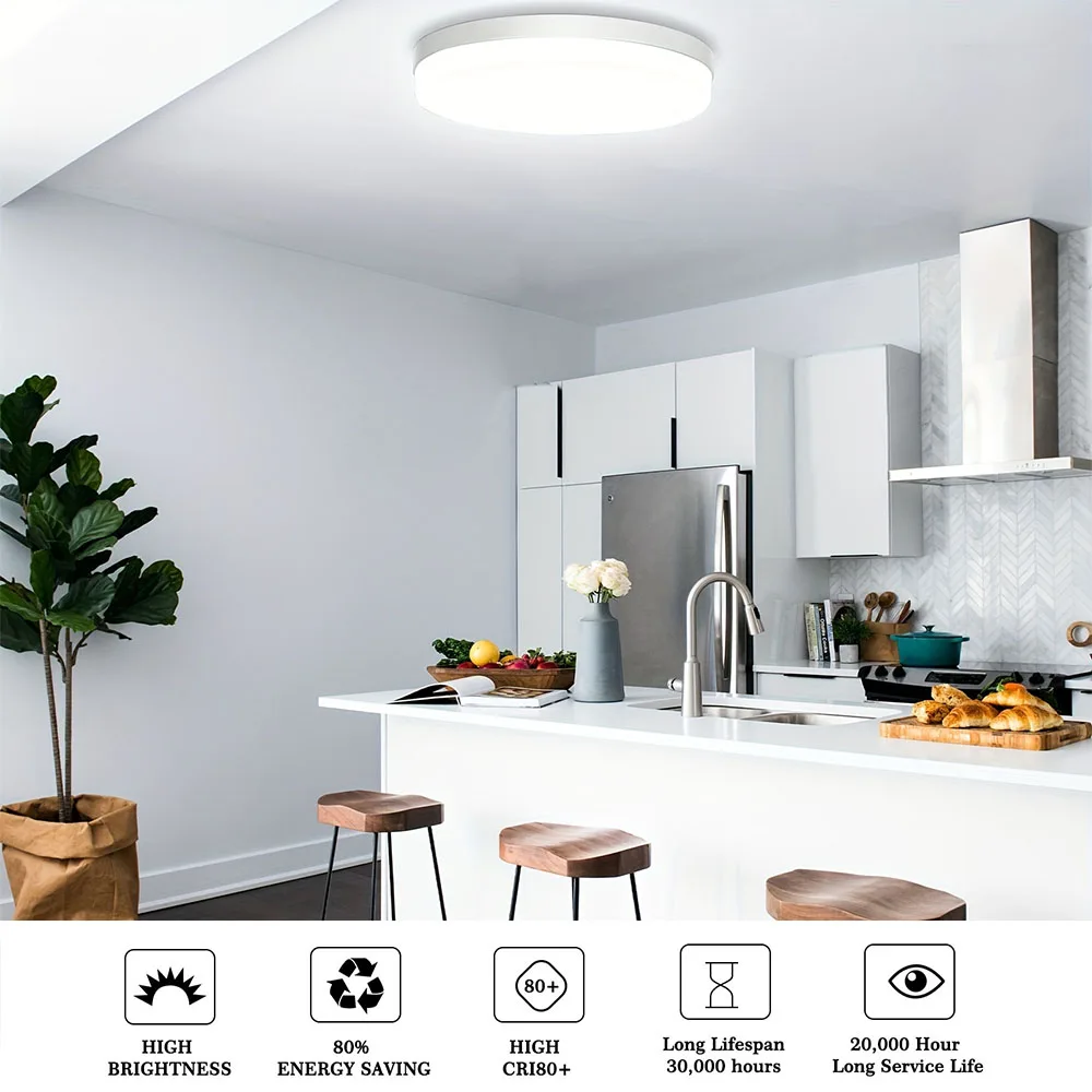 Round Led Ceiling Light Modern Panel Energy Saving Ceiling Lights 18/24/36/48W Ultrathin Indoor Lamp Fixture for Bedroom Kitchen