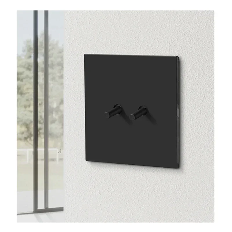 Wall Stainless Steel Panel Toggle Switch 1-4 Gang 2 Way Vintage Lighting Switch Wall USB Outlet for Living Room