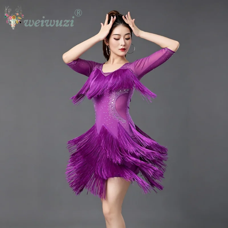 Latin Dance Clothing Tango Samba Rumba Professional Performance Costumes Adult Sexy National Ballroom Backless Tassels Dresses