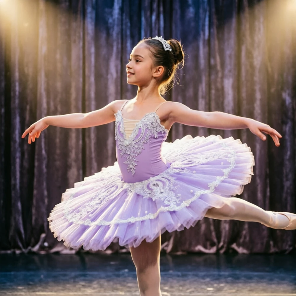 Girls' Professional Ballet Tutu Dress Little Swan Performance Costume for Kids Classic Dance Leotard & Skirt Stage Shows