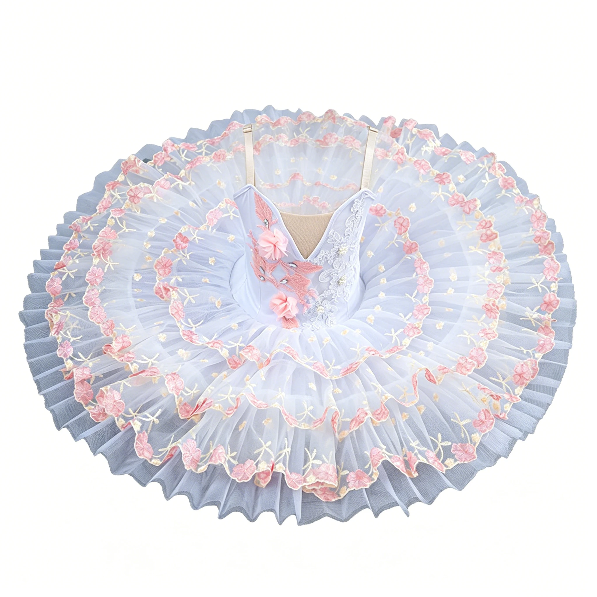 Classical professional Ballet Dress Flower Embroidery Patchwork Gauzy Ballerina Party Dress Children Girl Ballet Dance Costumes